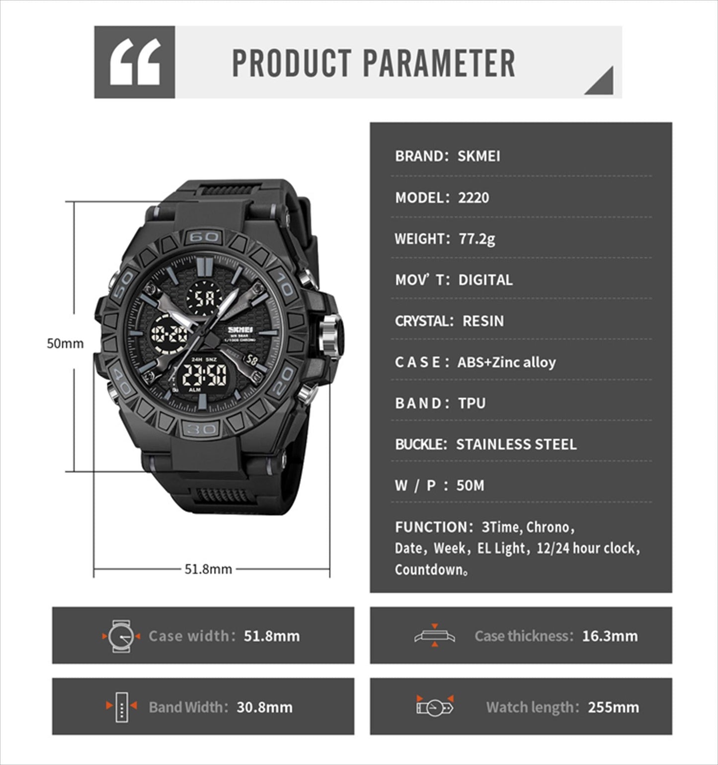 RELOJ SKMEI 2220 ANÁLOGO/DIGITAL