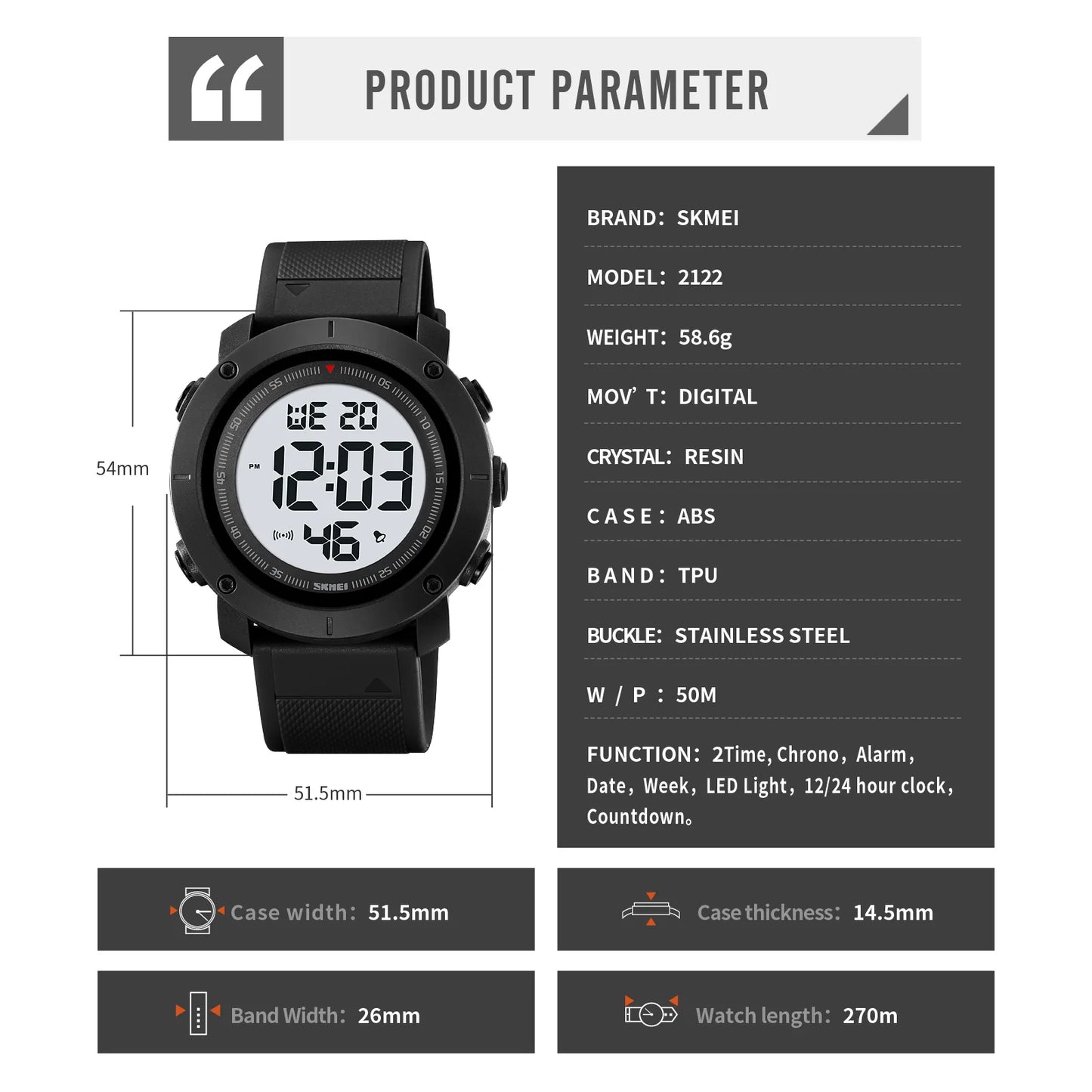 RELOJ SKMEI 2122 DIGITAL RESISTENTE AL AGUA