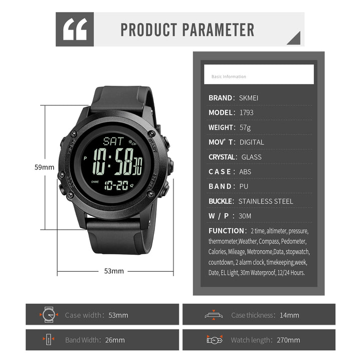 RELOJ SKMEI 1793 CON ALTIMETRO, BAROMETRO Y TEMPERATURA