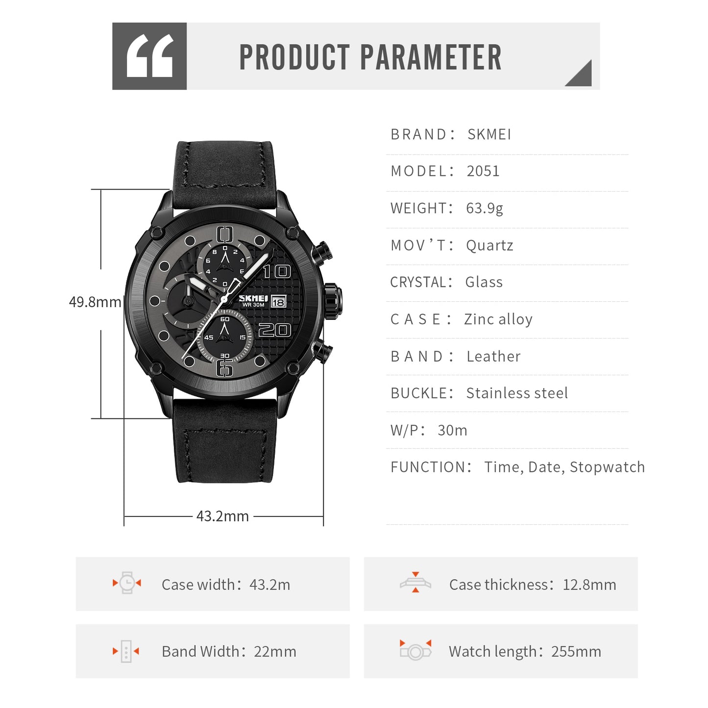 RELOJ SKMEI 2051 RESISTENTE AL AGUA